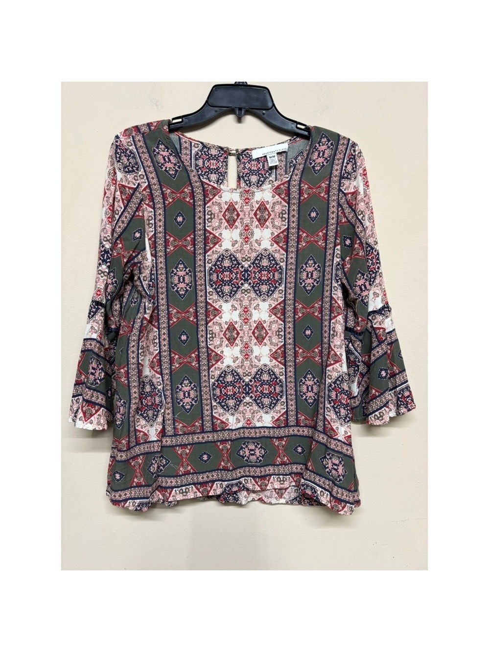 Fourteenth Place Boho Medallion Print Blouse Women's Medium Top Shirt Hippie